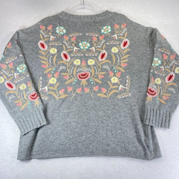 ANTHROPOLOGIE DEAR JOHN Womens Gray Floral Angora Rabbit Hair Sweater Boho - Picture 10 of 10